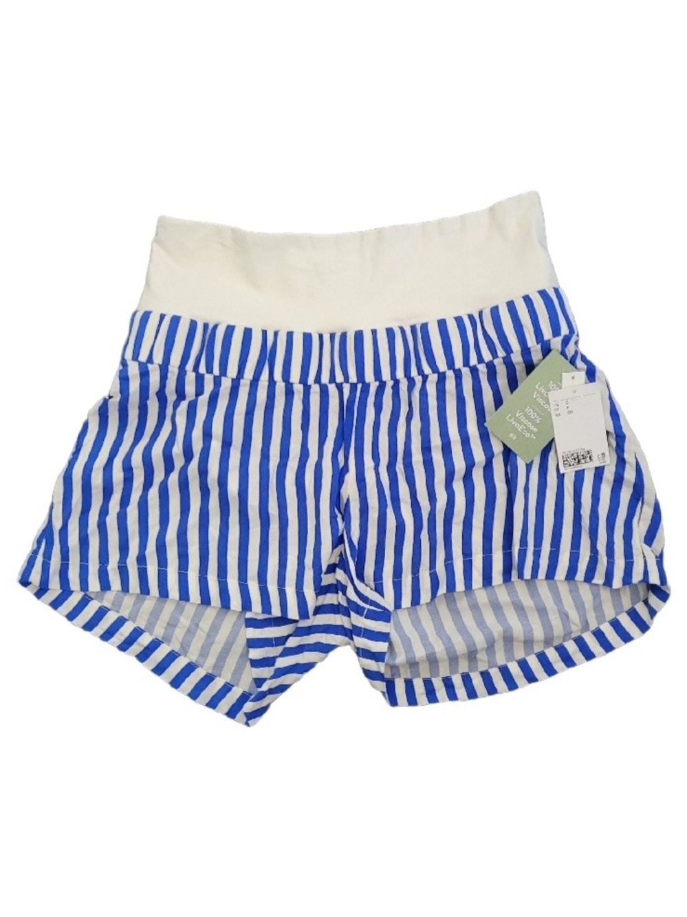 NWT H&M Mama Blue White Striped Maternity Shorts Sz S Pull On Style